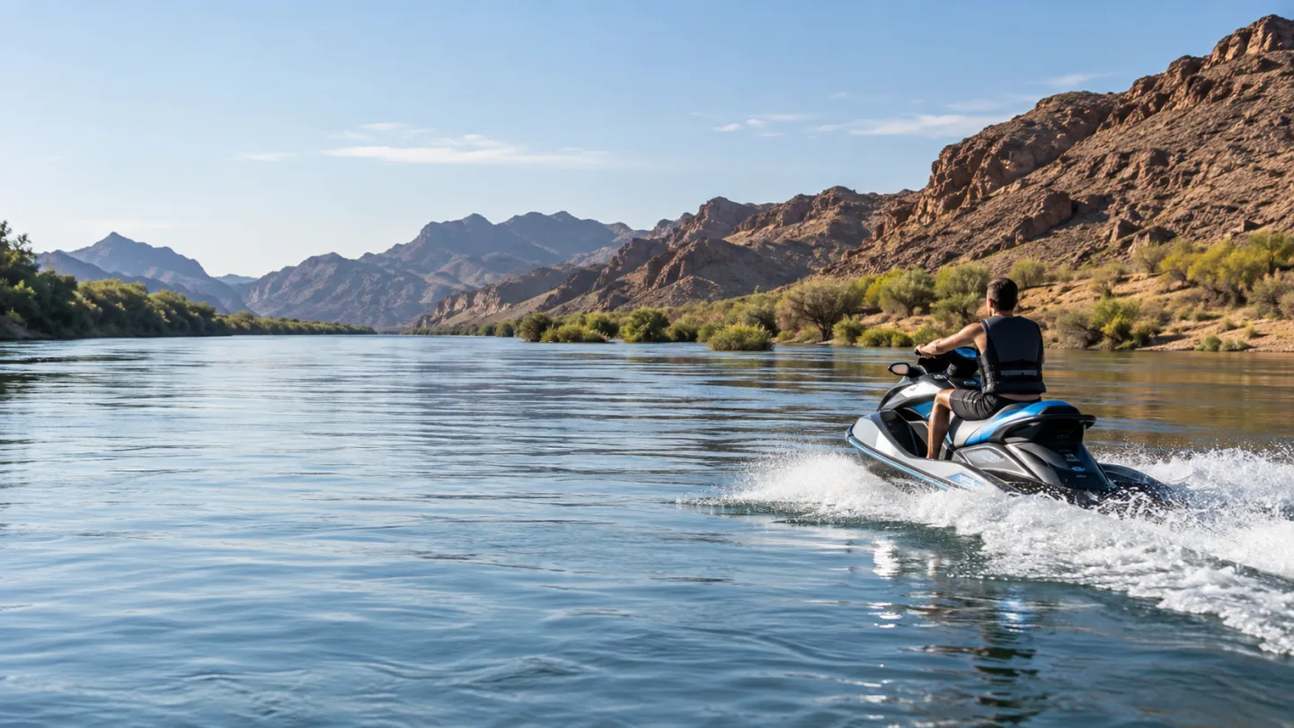 A recreational watercraft on the water near Needles
