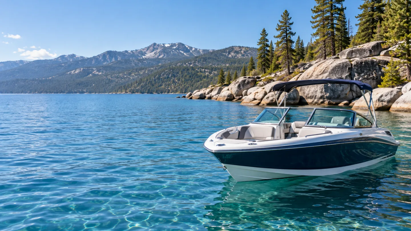 A recreational watercraft on the water near Tahoe City